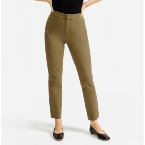 Everlane The Fixed-Waist Stretch Cotton Pant Olive Size 2 - Picture 1 of 7